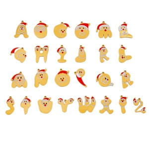 Set 26 ciondoli alfabeto natalizio A-Z in oro 18k con design di Babbo Natale