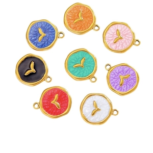 18k gold plated stainless steel whale tail pendants in multiple colors for DIY jewelry