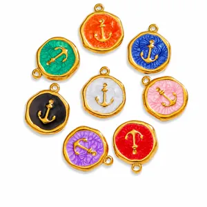 Stainless Steel Nautical Anchor Pendants Enamel Drip Oil Charms For DIY Necklace Bracelet Jewelry Making Accessories