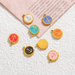 18k gold plated anchor enamel charms in eight vibrant colors for DIY jewelry making