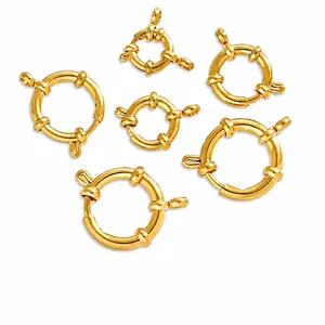 18K Vergoldeter Edelstahl Federringverschluss Runder Matrosen-Verschluss Für DIY Halskette Armband Schmuckherstellung Verbindungszubehör