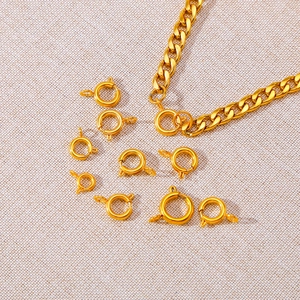 18K gold plated stainless steel spring ring clasps with heavy curb chain for DIY jewelry