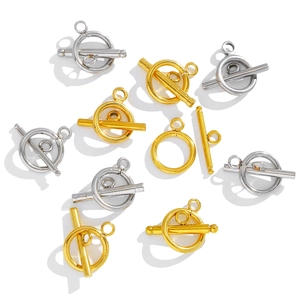 Fermoirs à bascule OT en acier inoxydable poli or et argent pour la création de bijoux DIY