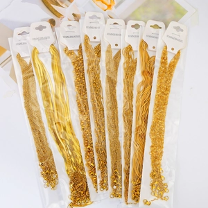 Set of 12 gold-plated stainless steel snake and bead chains with lobster clasps