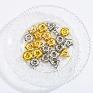 Polished heart star moon spacer beads in gold and silver for DIY jewelry making