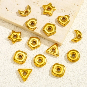 Golden stainless steel heart star geometric spacer beads for DIY jewelry making