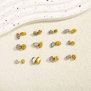 Perle barocche in acciaio inossidabile per gioielli DIY oro e argento texture lava