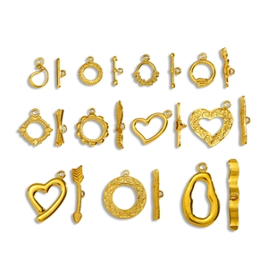 Golden stainless steel heart-shaped OT toggles and jewelry connectors for necklaces