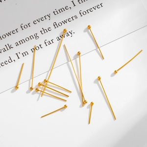 Golden stainless steel ball head pins in various sizes for DIY jewelry making