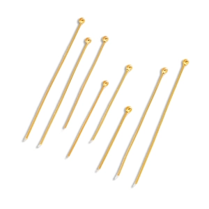 DIY gold plated stainless steel head pins with solid round spheres for jewelry making