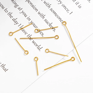 Polished 18K gold stainless steel eye pins for DIY jewelry making in various sizes