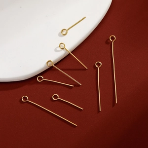 Polished 18K gold plated stainless steel eye pins in various sizes for DIY jewelry making