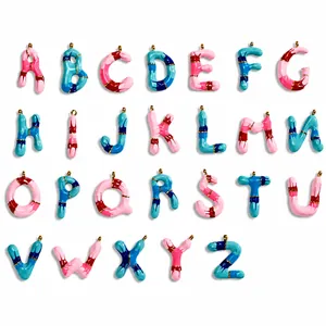 DIY Edelstahl 26 Alphabet Initialen Buchstaben Anhänger Mehrfarbig Emaille Vergoldet Pendants Für Schmuckherstellung Halsketten Zubehör