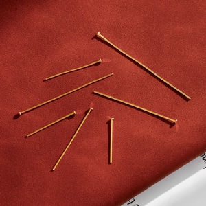 Multiple lengths of 18K gold plated stainless steel headpins for DIY jewelry making