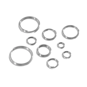 Various sizes of silver stainless steel split key rings for DIY jewelry connection
