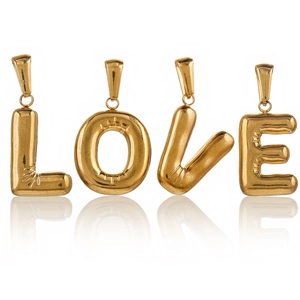 Pendentifs lettres LOVE style ballon en or 18K poli pour la création de bijoux DIY