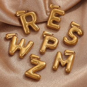 Mini pendentifs lettres dorés 18 carats style ballon pour colliers bijoux DIY