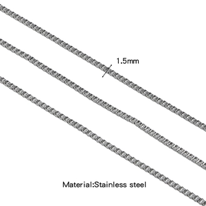 Polished 1.5mm stainless steel Venetian box chain with high-quality vacuum plating