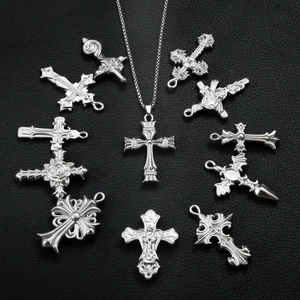 Gothic Stainless Steel Cross Pendant For Men Women Vintage Retro Religious Jewelry DIY Necklace Findings Accessories