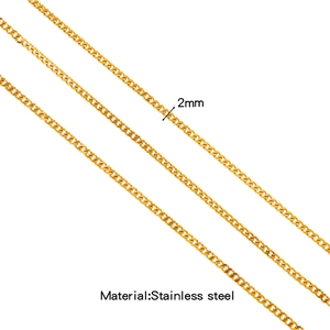Chaîne à maillons fins de 2mm en acier inoxydable doré pour accessoires bijoux DIY