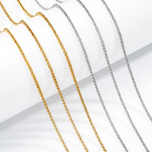 Vacuum plated 2mm pearl round link O-chains in gold and silver stainless steel set