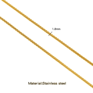 1.8mm golden stainless steel box chain necklace with a polished minimalist finish
