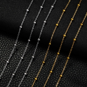 Polished gold and silver 18K plated stainless steel beaded O-chain for DIY jewelry making