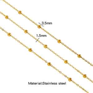 Detail of 3.5mm bead and 1.5mm O-chain in 18K gold plated stainless steel