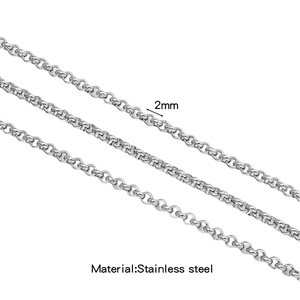 Macro view of 2mm silver stainless steel rolo chain for jewelry making and DIY projects