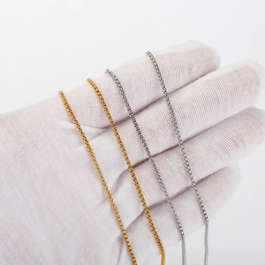 1.8mm stainless steel box chain necklace in gold and silver finish for jewelry making