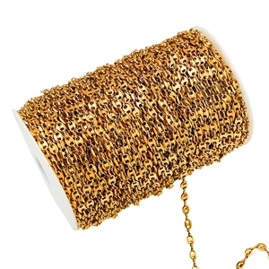 Cadena de eslabones hocico de cerdo chapada en oro para joyería de acero inoxidable DIY