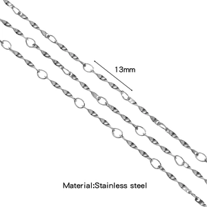 Polished silver stainless steel twist chain link for DIY jewelry making 13mm