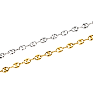 Cadena de eslabones de nariz de cerdo de acero inoxidable pulido en oro y plata