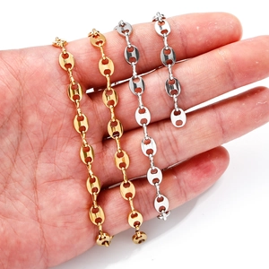 Cadena de Grano de Café de Acero Inoxidable Chapado al Vacío Eslabones de Hocico de Cerdo para Bricolaje Collar Pulsera Joyería