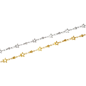 Polished 304L stainless steel star chains in gold and silver for DIY jewelry