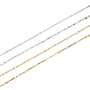 Polished 304L stainless steel gold and silver jewelry chains in twisted bar link design