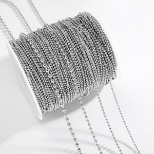 Bulk spool of 304L stainless steel silver bead chain for DIY jewelry making accessories