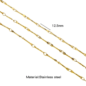 Polished 12.5mm stainless steel gold link chain for DIY bracelet necklace making