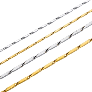 Polished stainless steel twisted stick chains in gold and silver colors for jewelry making