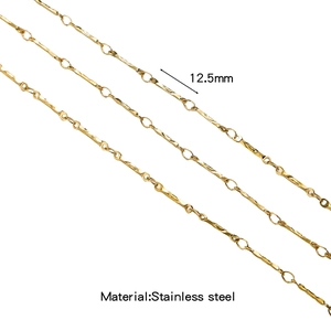 Golden stainless steel thin bar link chain for DIY jewelry making with 12.5mm segments