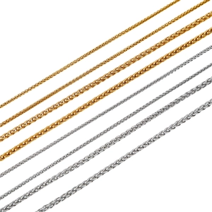 Gepolijste roestvrijstalen tarwekettingen in goud en zilver met diverse diameters