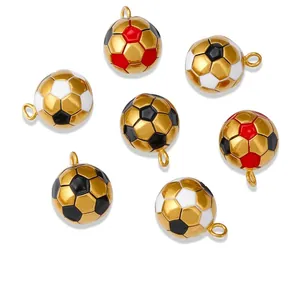 Pendentifs Ballon de Football en Acier Inoxydable pour la Fabrication de Bijoux DIY Breloques Sportives pour Collier Porte-clés