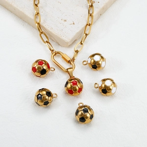 Collier de football doré DIY avec pendentifs en émail et mousqueton élégant