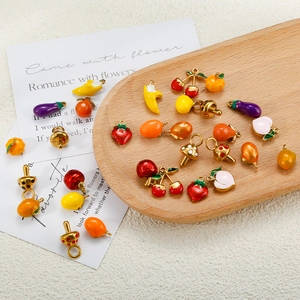 Colorful stainless steel fruit and mushroom charms for DIY necklace and jewelry making