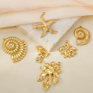 Pendentifs thème océan en acier doré avec étoile de mer et corail pour bijoux DIY