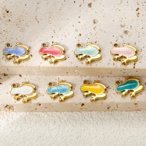 Set of 8 colorful lucky frog 304L stainless steel enamel pendants for DIY jewelry making