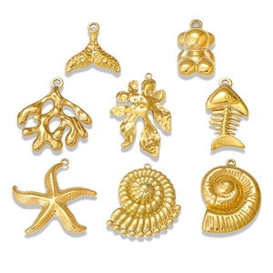 Pendentifs océan dorés en acier inoxydable avec étoile de mer coquillage et ours pour bijoux