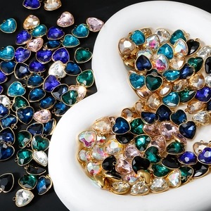 Edelstahl Herz Glas Anhänger Vakuum Vergoldet Facettierter Kristall Anhänger Für DIY Halskette Ohrring Herstellung Damen Schmuck Zubehör