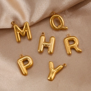 Balloon Style Alphabet Letter Pendant Stainless Steel Gold Silver Plated Dainty Initial Charms For DIY Jewelry Making Necklaces