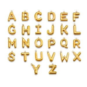 Minimalist 18K gold plated stainless steel balloon style letter pendants A-Z set